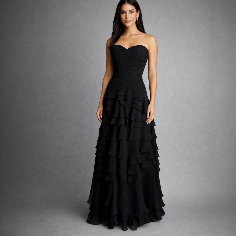 Jovani Black Strapless Ruffle Gown
Sz XS